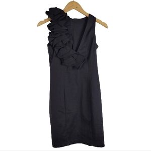 Cache black cocktail sleeveless ruffled v-neck dress